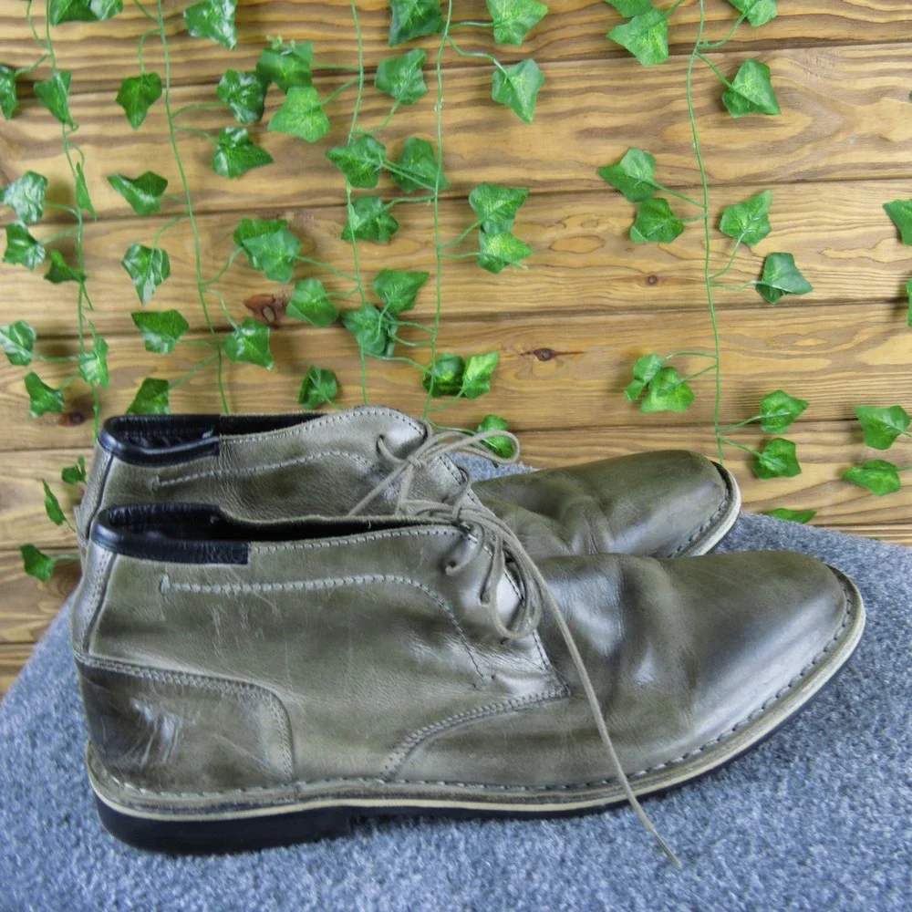 Steve Madden Hestonn 667 Men Gray Leather‎ Chukka Boots Size 11.5 Lace Up Casual